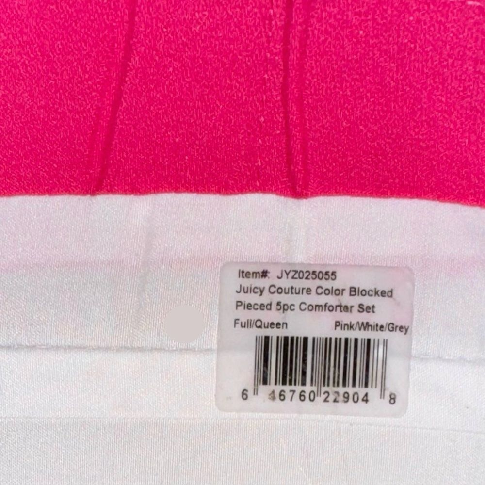 **SOLD** Juicy Couture Home 5PC Pink Gray Color Block Striped Comforter Bed Set - Picture 16 of 16